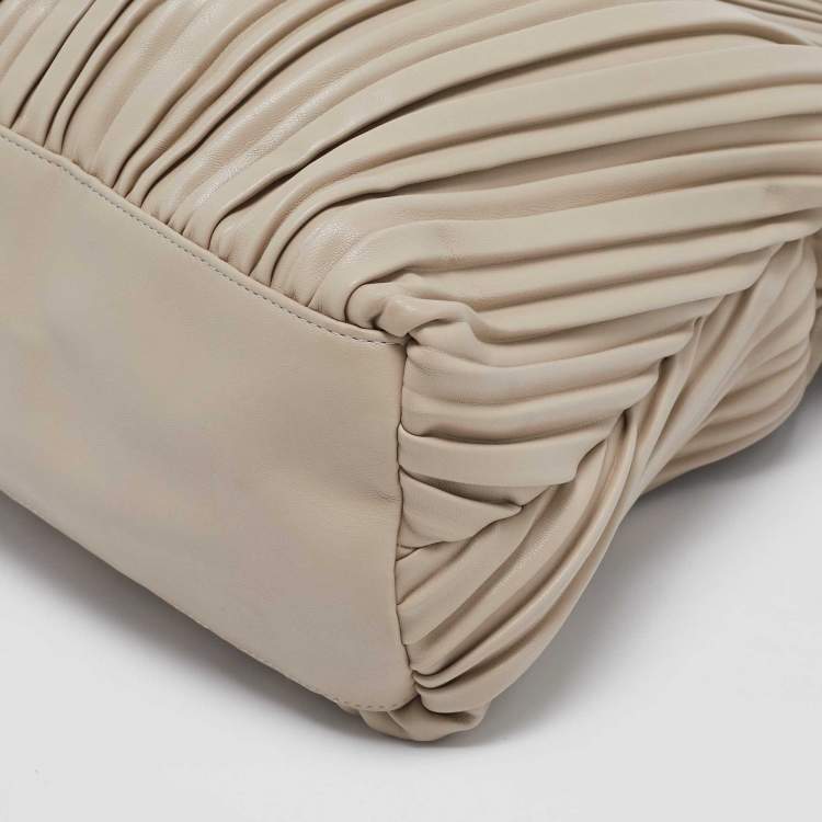 Pre Owned Karl Lagerfeld Beige Quilted Leather K/Kushion Fold Over Bag