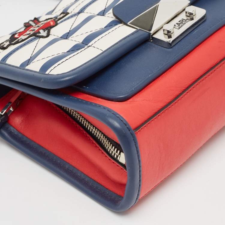 Pre Owned Karl Lagerfeld Multicolor Faux Leather Captain Karl K/Kuilted Shoulder Bag