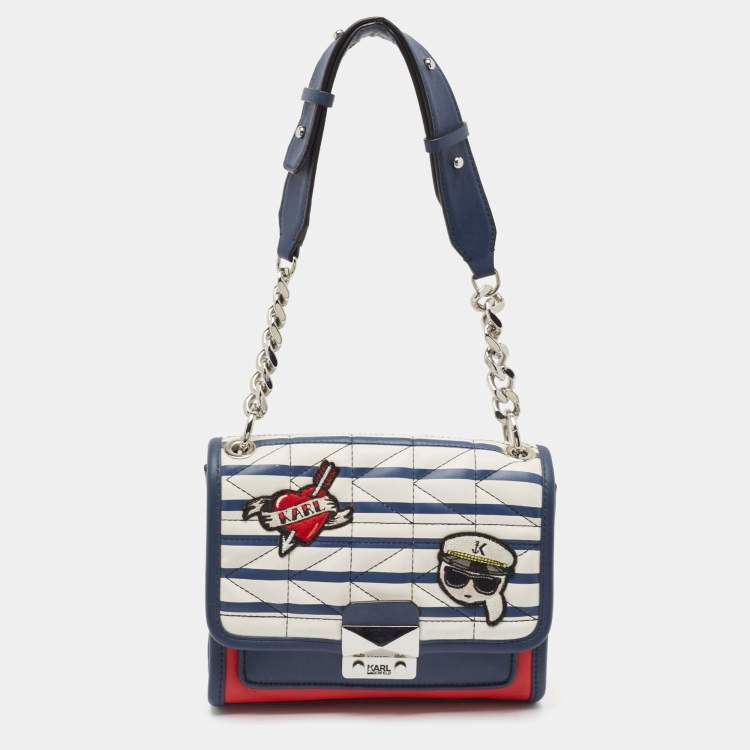 Pre Owned Karl Lagerfeld Multicolor Faux Leather Captain Karl K/Kuilted Shoulder Bag