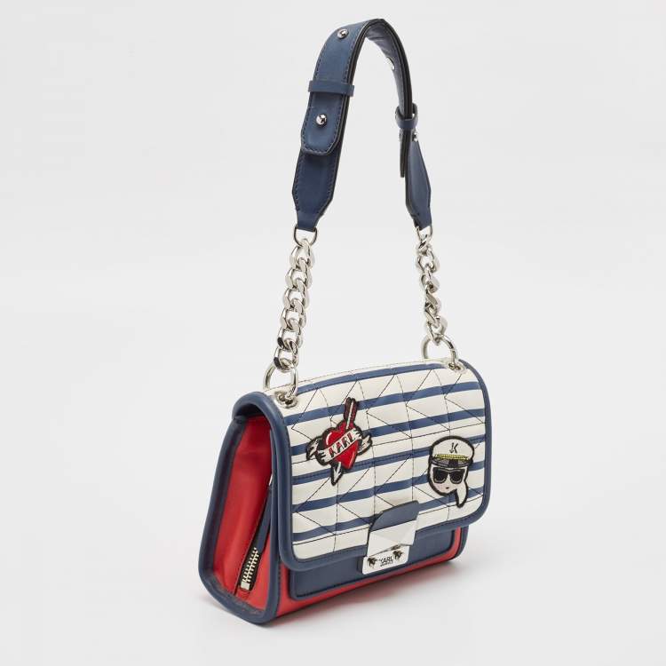 Pre Owned Karl Lagerfeld Multicolor Faux Leather Captain Karl K/Kuilted Shoulder Bag