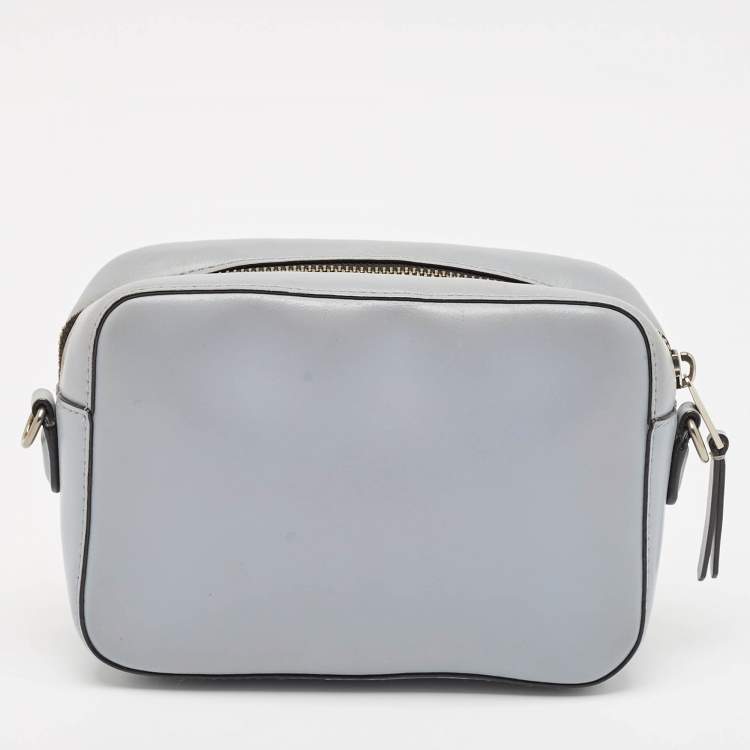 Pre Owned Karl Lagerfeld Light Blue Leather K/Signature Camera Crossbody Bag