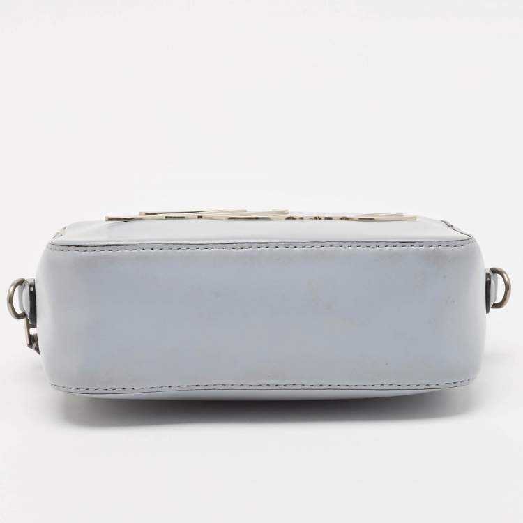 Pre Owned Karl Lagerfeld Light Blue Leather K/Signature Camera Crossbody Bag