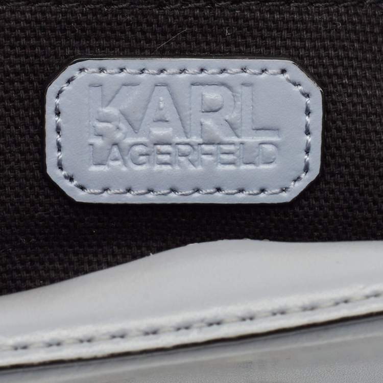 Pre Owned Karl Lagerfeld Light Blue Leather K/Signature Camera Crossbody Bag