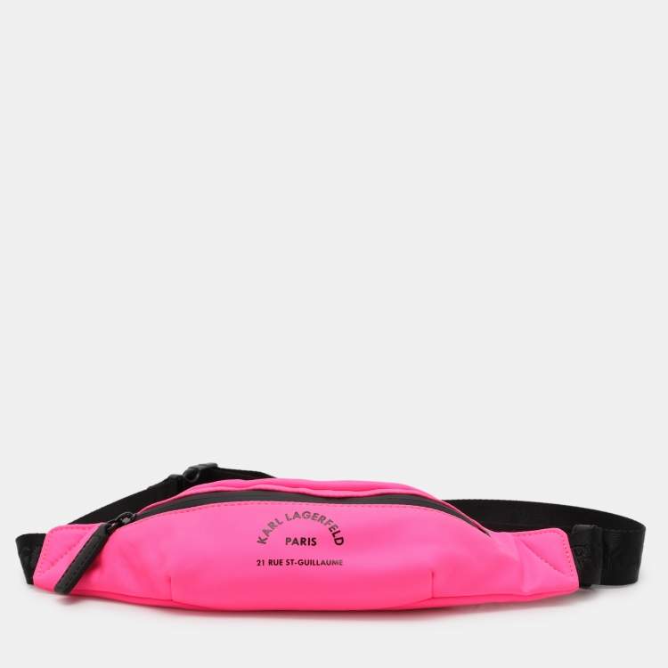 Pre Owned Karl Lagerfeld Neon Pink Nylon Rue St. Guillaume Belt Bag