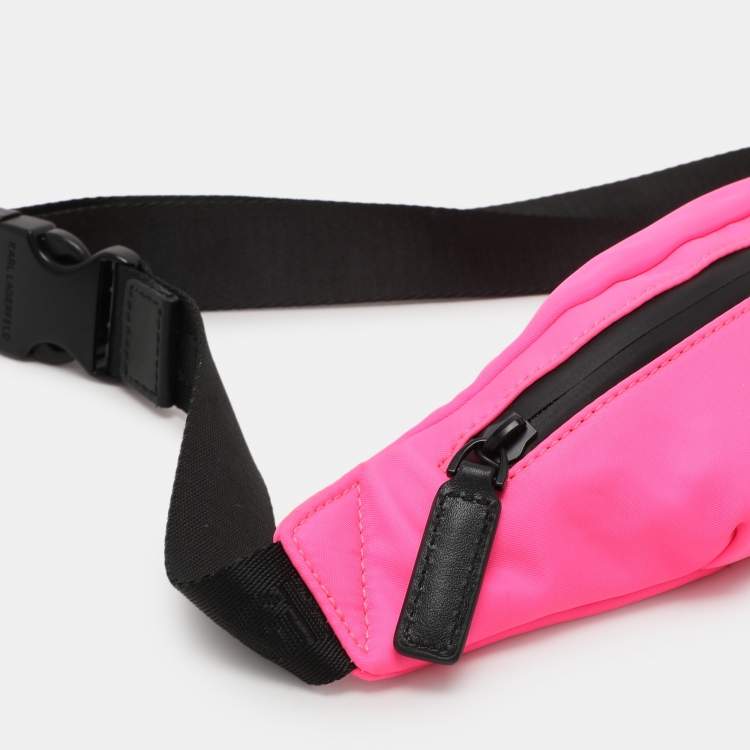 Pre Owned Karl Lagerfeld Neon Pink Nylon Rue St. Guillaume Belt Bag