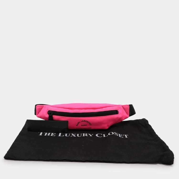 Pre Owned Karl Lagerfeld Neon Pink Nylon Rue St. Guillaume Belt Bag