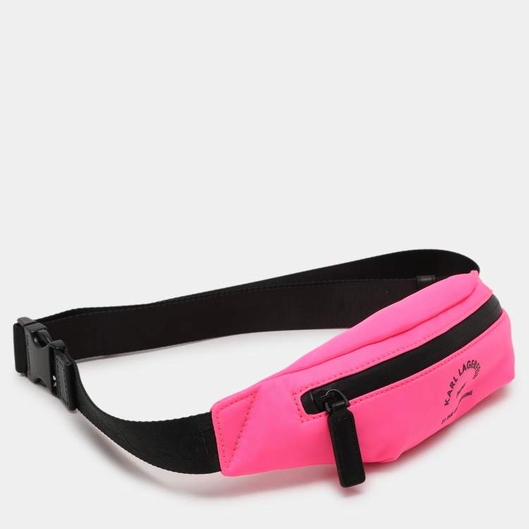 Pre Owned Karl Lagerfeld Neon Pink Nylon Rue St. Guillaume Belt Bag