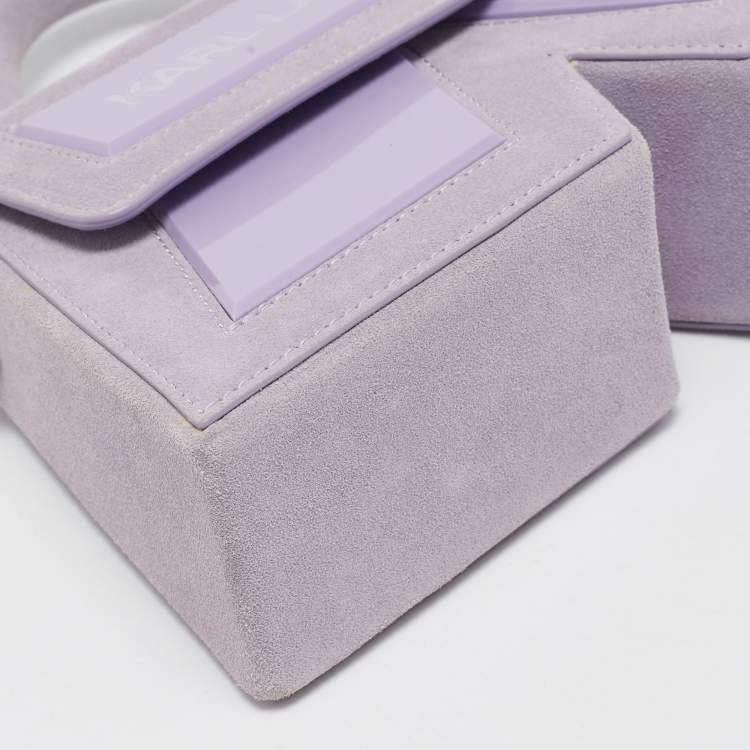 Pre Owned Karl Lagerfeld Purple Suede K/Ikonik Top Handle Bag