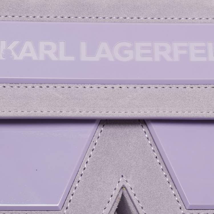 Pre Owned Karl Lagerfeld Purple Suede K/Ikonik Top Handle Bag