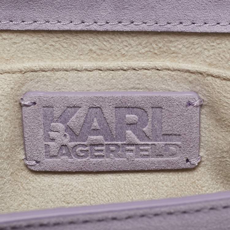 Pre Owned Karl Lagerfeld Purple Suede K/Ikonik Top Handle Bag