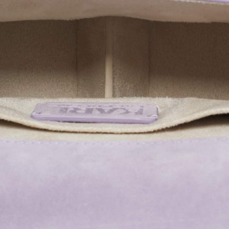 Pre Owned Karl Lagerfeld Purple Suede K/Ikonik Top Handle Bag