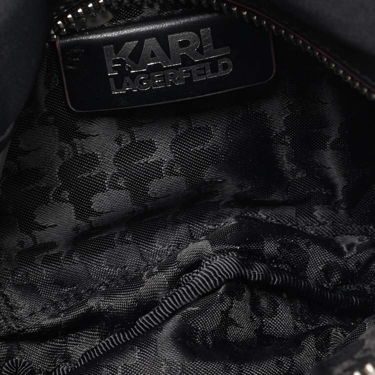 Pre Owned Karl Lagerfeld Black Leather and Nylon K/Ikonik Convertible Bumbag 