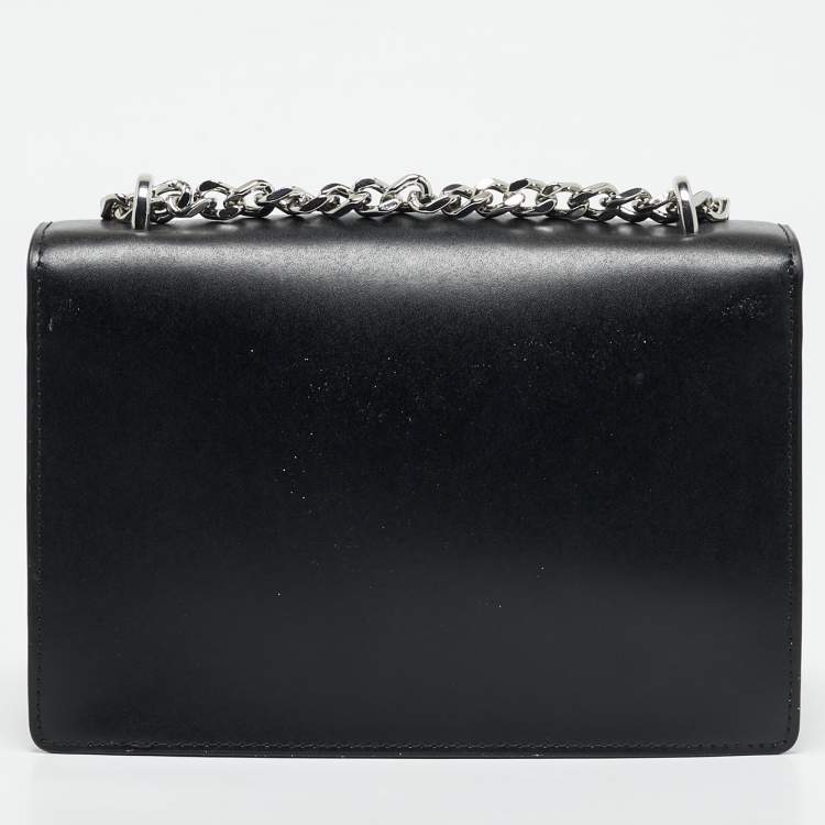 Pre Owned Karl Lagerfeld Black Leather K/Ikonik Flap Chain Shoulder Bag