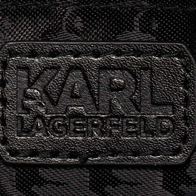Pre Owned Karl Lagerfeld Black Leather K/Ikonik Flap Chain Shoulder Bag