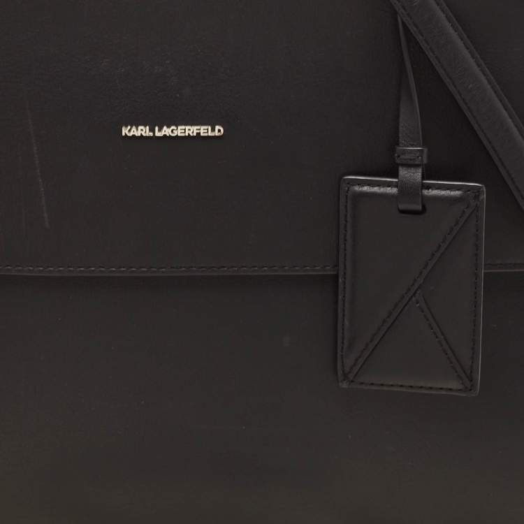 Pre Owned Karl Lagerfeld Black Leather Medium K/Ikon Top Handle Bag