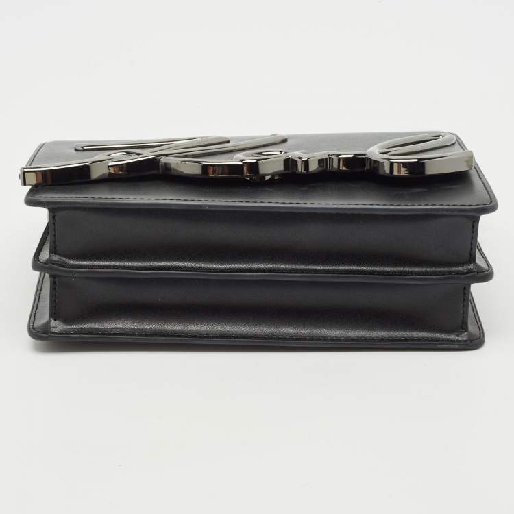 Pre Owned Karl Lagerfeld Black Leather K/Signature Shoulder Bag