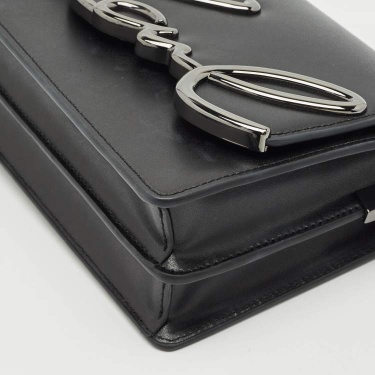 Pre Owned Karl Lagerfeld Black Leather K/Signature Shoulder Bag