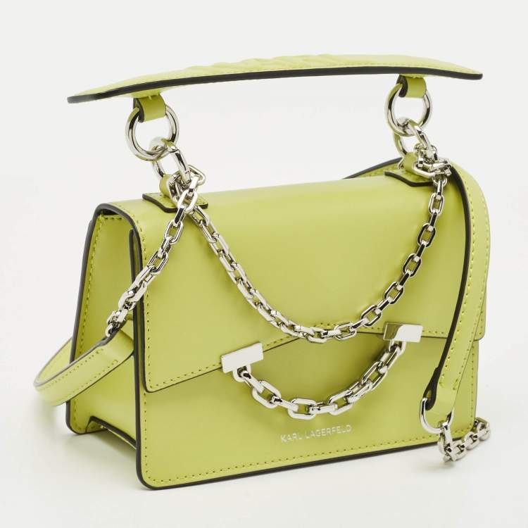 Pre Owned Karl Lagerfeld Green Leather K/Seven 2.0 Crossbody Bag