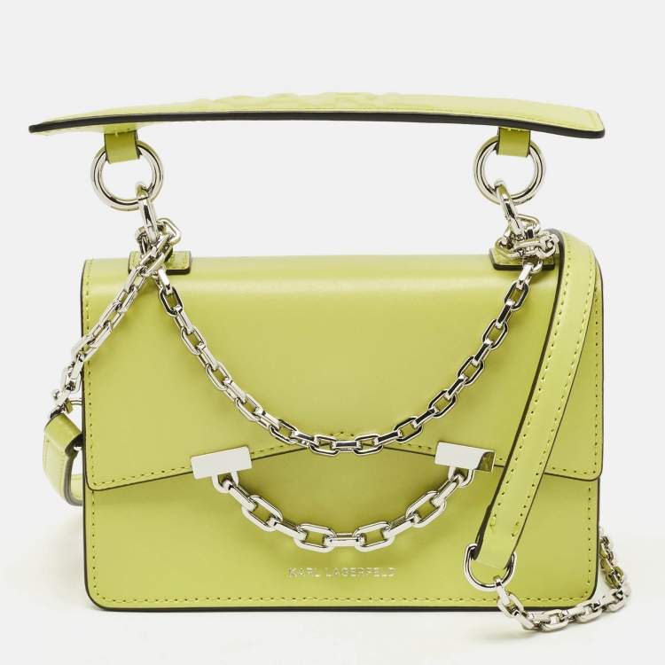 Pre Owned Karl Lagerfeld Green Leather K/Seven 2.0 Crossbody Bag