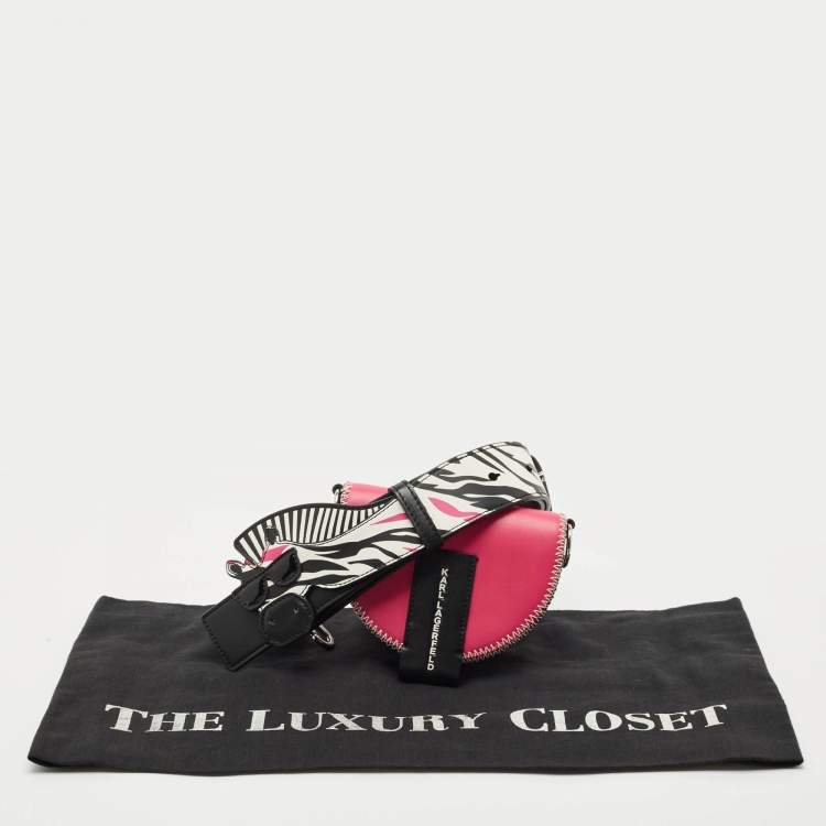 Pre Owned Karl Lagerfeld Pink/Black Leather K/Karlimals Crossbody Bag