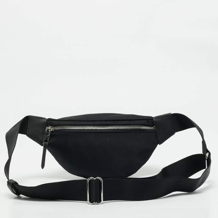 Pre Owned Karl Lagerfeld Black Leather and Nylon k/ikonik Belt Bag