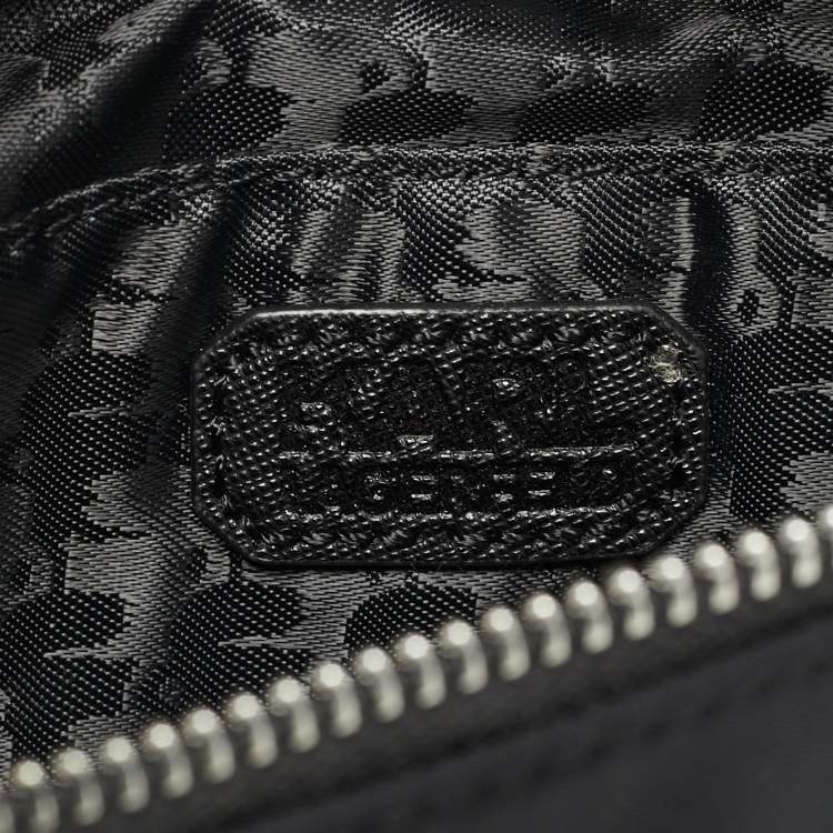 Pre Owned Karl Lagerfeld Black Leather and Nylon k/ikonik Belt Bag
