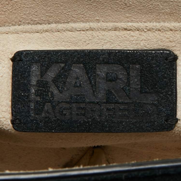 Pre Owned Karl Lagerfeld Black Suede Ikon/K Top Handle Bag