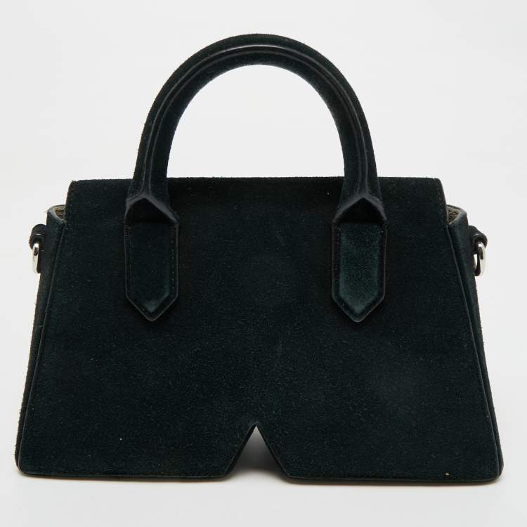 Pre Owned Karl Lagerfeld Black Suede Ikon/K Top Handle Bag