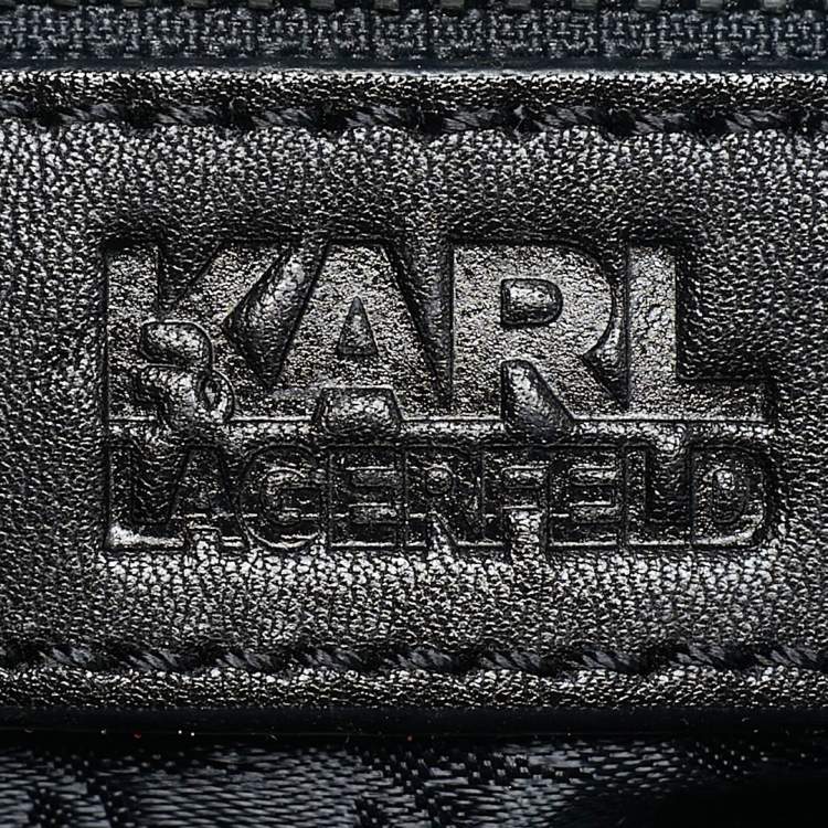 Pre Owned Karl Lagerfeld Black Leather K/Kuilted Flap Shoulder Bag