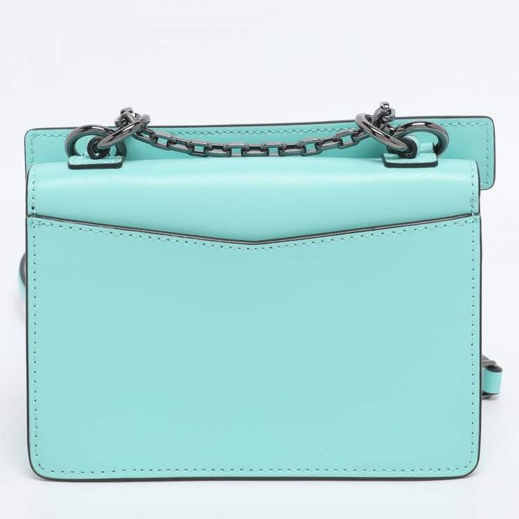 Pre Owned Karl Lagerfeld Turquoise Leather K/Seven 2.0 Crossbody Bag