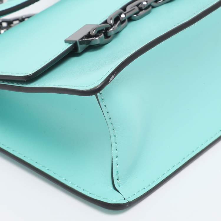 Pre Owned Karl Lagerfeld Turquoise Leather K/Seven 2.0 Crossbody Bag