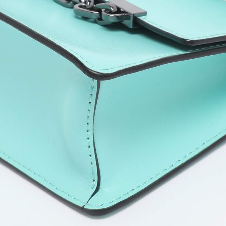 Pre Owned Karl Lagerfeld Turquoise Leather K/Seven 2.0 Crossbody Bag