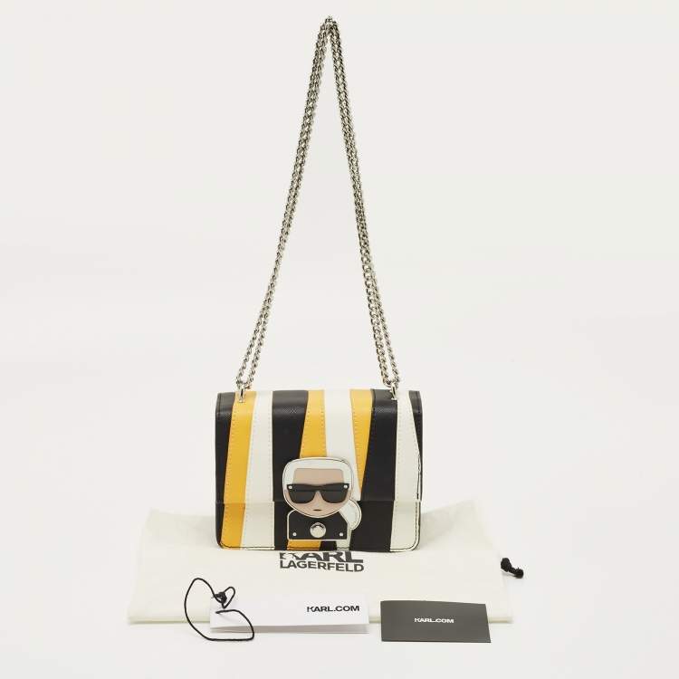 Pre Owned Karl Lagerfeld Multicolor Leather Stripe K/ikonik Crossbody Bag