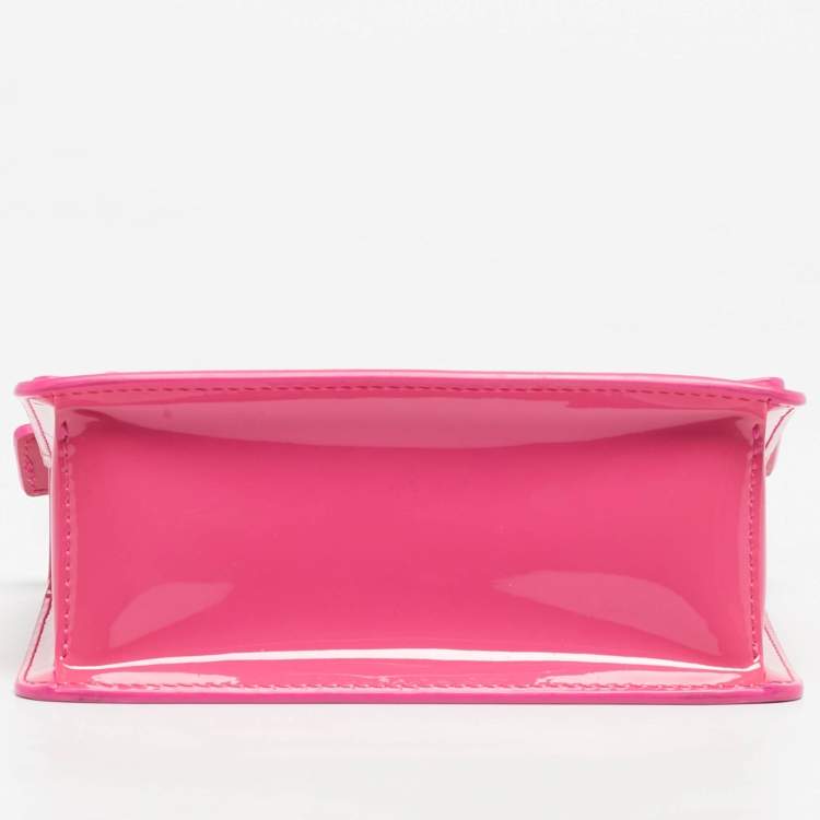 Pre Owned Karl Lagerfeld Pink Patent Leather K/Karl Seven Top Handle Bag