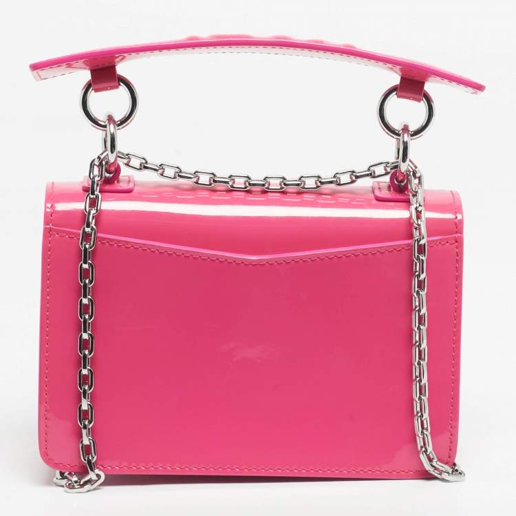 Pre Owned Karl Lagerfeld Pink Patent Leather K/Karl Seven Top Handle Bag