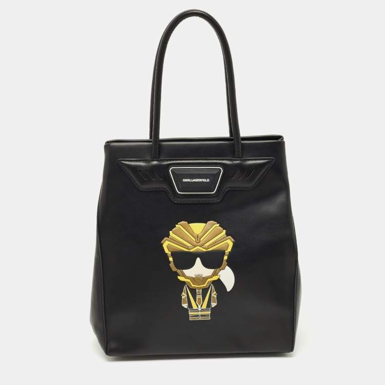 Pre Owned Karl Lagerfeld Black Leather K/Heros Tote