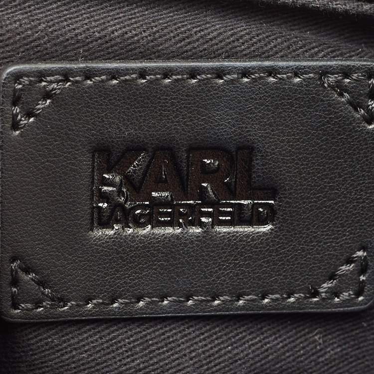 Pre Owned Karl Lagerfeld Black Leather K/Heros Tote