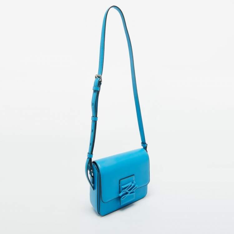 Pre Owned Karl Lagerfeld Blue Leather K/Autograph Crossbody Bag