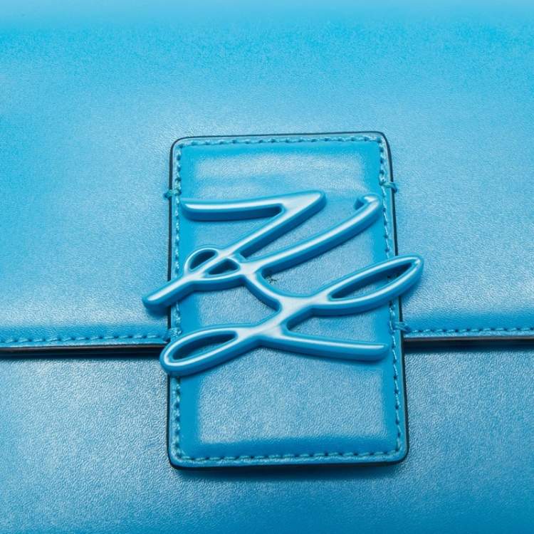 Pre Owned Karl Lagerfeld Blue Leather K/Autograph Crossbody Bag
