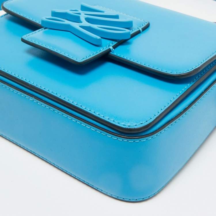 Pre Owned Karl Lagerfeld Blue Leather K/Autograph Crossbody Bag