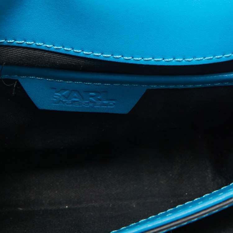 Pre Owned Karl Lagerfeld Blue Leather K/Autograph Crossbody Bag
