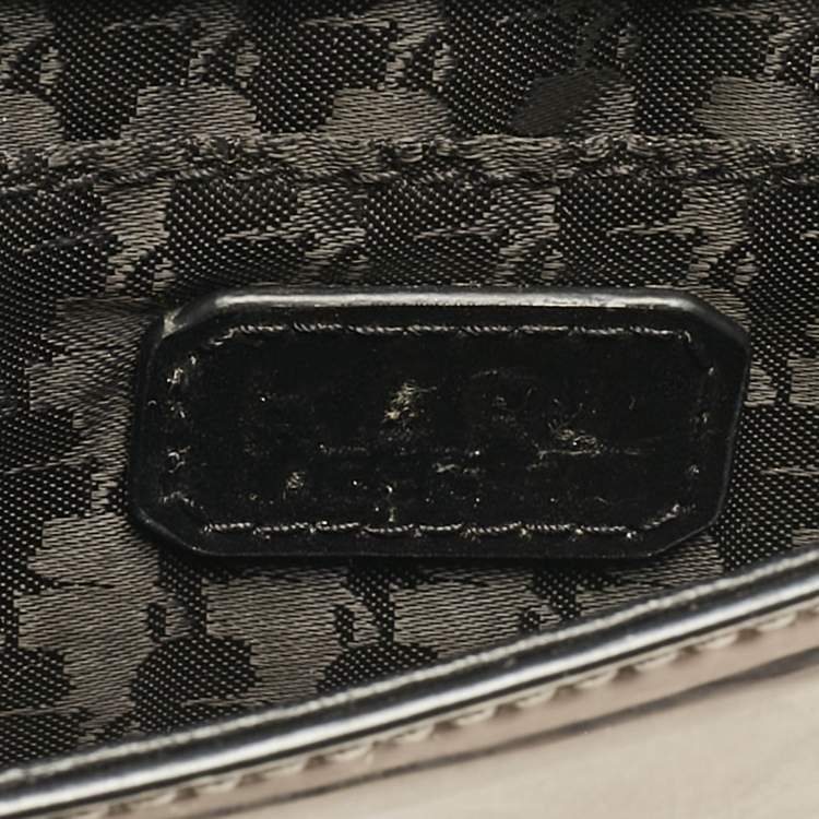 Pre Owned Karl Lagerfeld White/Grey Patent and Leather Ikonik Choupette Crossbody Bag