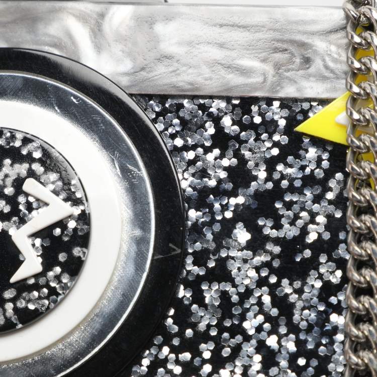 Pre Owned Karl Lagerfeld Grey Acrylic Seventees Camera Clutch