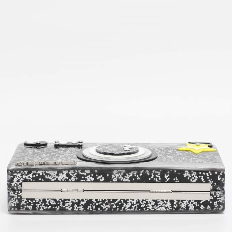 Pre Owned Karl Lagerfeld Grey Acrylic Seventees Camera Clutch