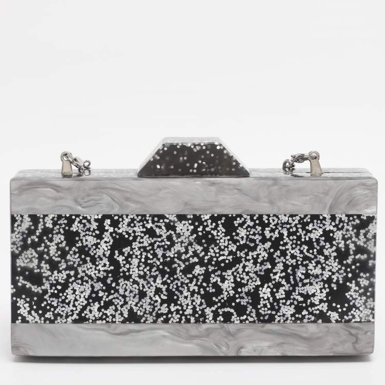 Pre Owned Karl Lagerfeld Grey Acrylic Seventees Camera Clutch