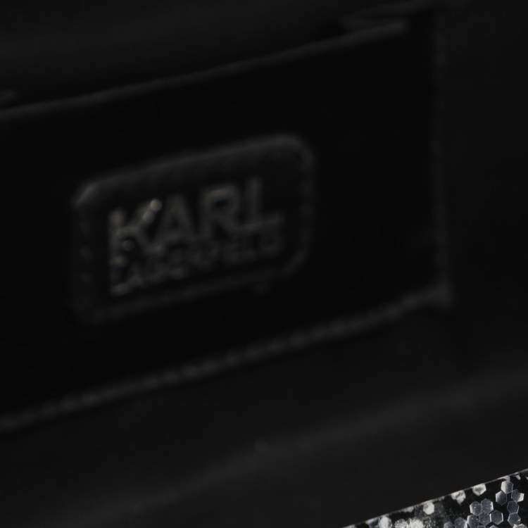 Pre Owned Karl Lagerfeld Grey Acrylic Seventees Camera Clutch