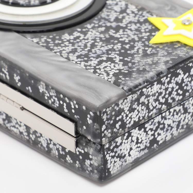 Pre Owned Karl Lagerfeld Grey Acrylic Seventees Camera Clutch