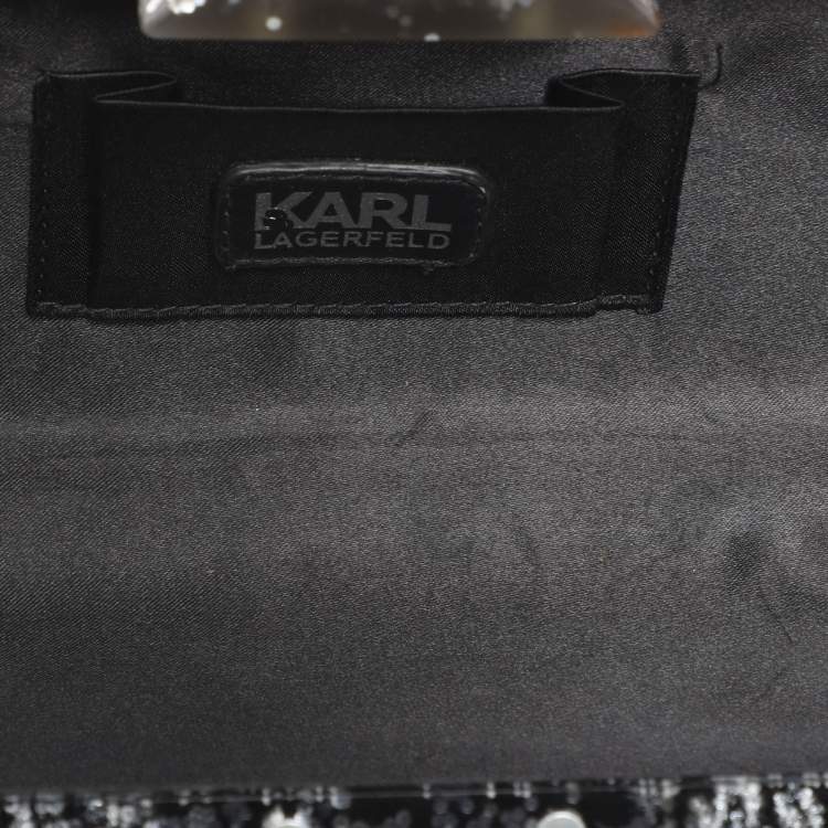 Pre Owned Karl Lagerfeld Grey Acrylic Seventees Camera Clutch