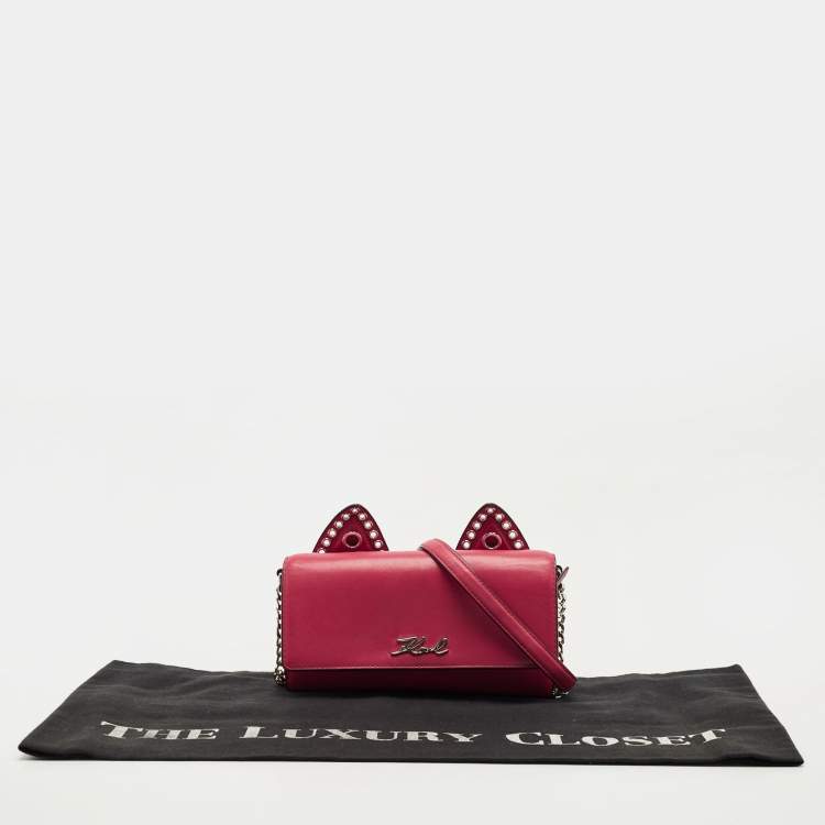 Pre Owned Karl Lagerfeld Red Leather K/Rocky Choupette Crossbody Bag