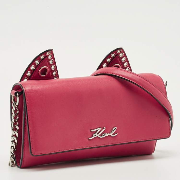 Pre Owned Karl Lagerfeld Red Leather K/Rocky Choupette Crossbody Bag